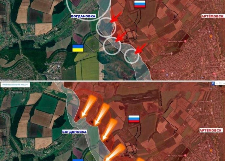 карта боев за Богдановку 23.12.2023