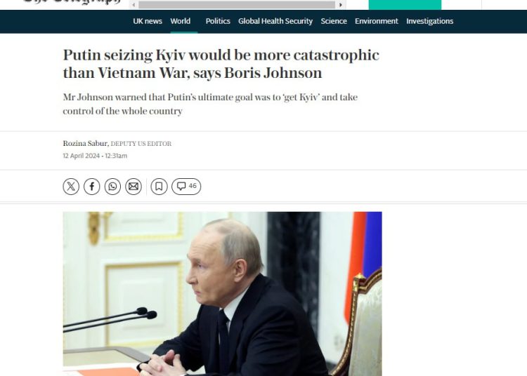 Украинский провал будет для Запада «страшнее Вьетнама», — Борис Джонсон