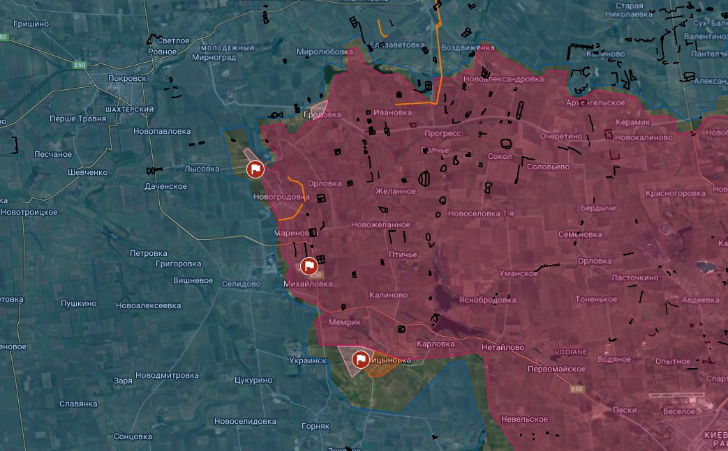 ВСУ стягивают резервы к Селидово и Украинску, карта боевых действий