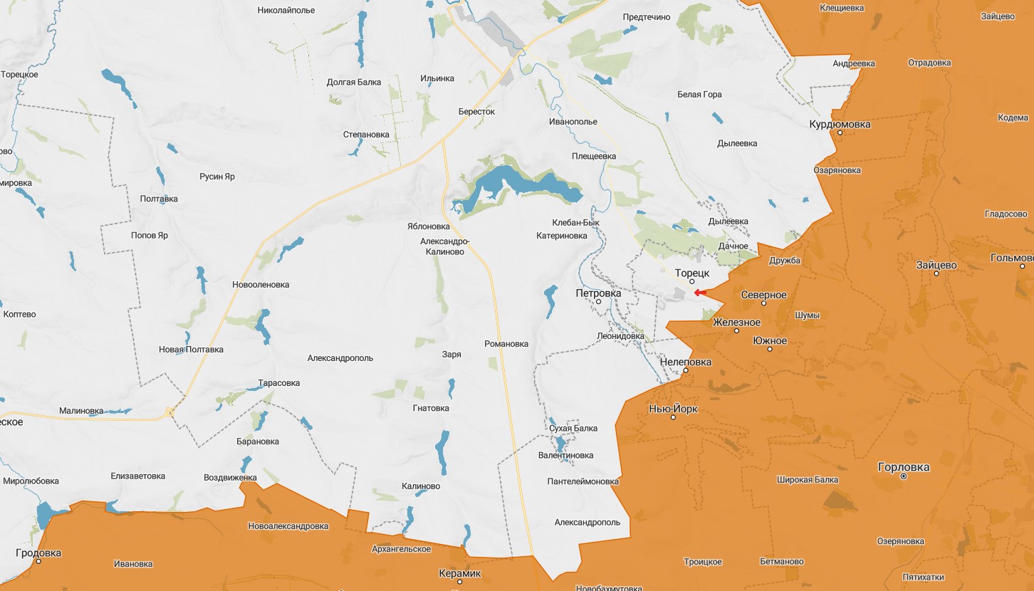 ВСУ отступают из центра Торецка, карта боевых действий