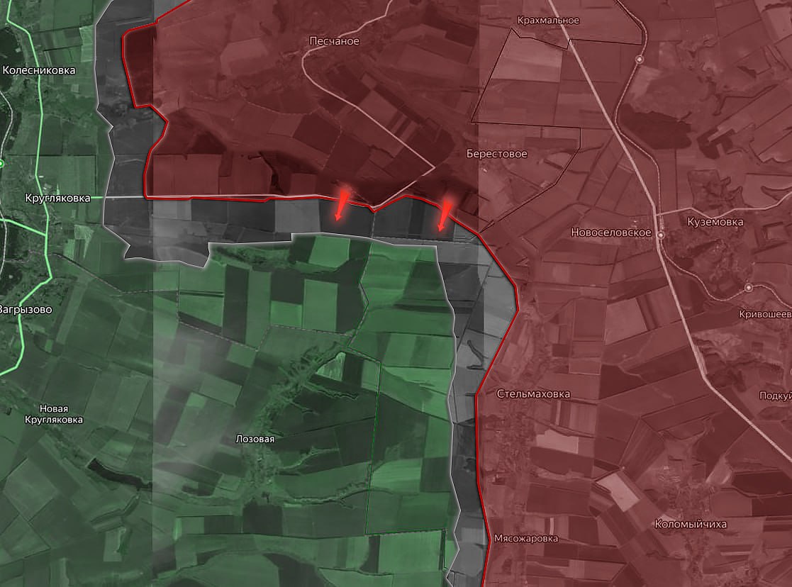 ВС РФ перерезали важную трассу Кругляковка-Берестовое, карта боевых действий