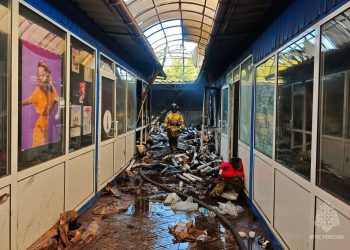 В Енакиево сотрудники МЧС России ликвидировали пожар на рынке