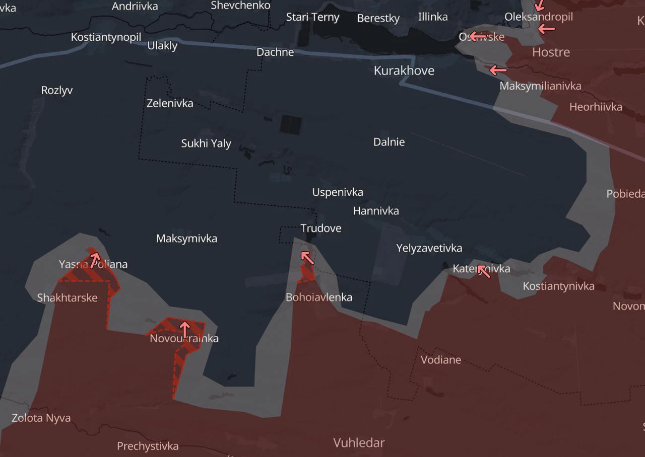 Большая часть Кураховки уже освобождена, карта боевых действий