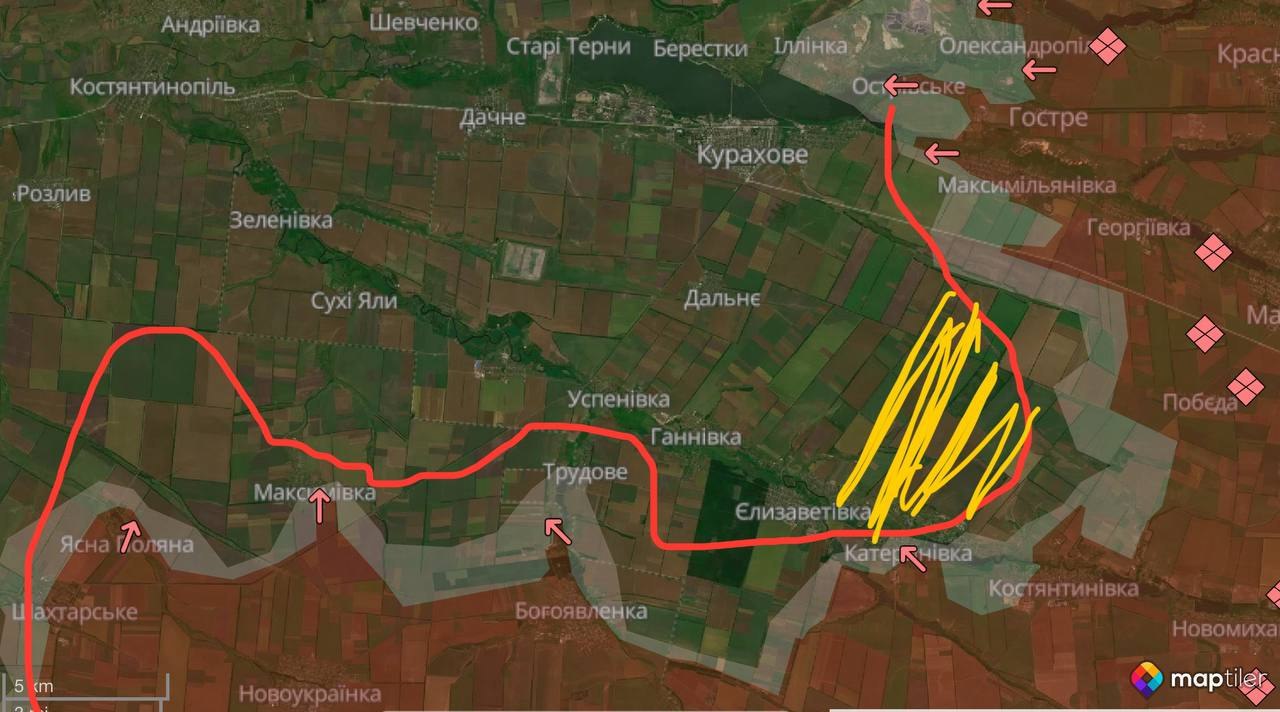 ВС РФ освободили Максимовку, Катериновку и зашли Елизаветовку, карта боевых действий