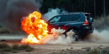 Взрыв внедорожника в центре Донецка: двое пострадавших Взрыв внедорожника в центре Донецка: двое пострадавших