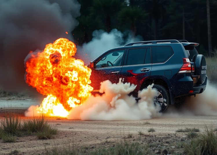 Взрыв внедорожника в центре Донецка: двое пострадавших Взрыв внедорожника в центре Донецка: двое пострадавших