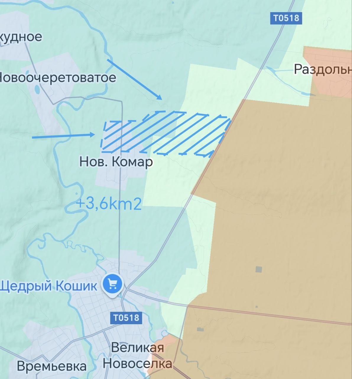 Трасса Покровск— Днепр взята ВС РФ под огневой контроль, карта боевых действий