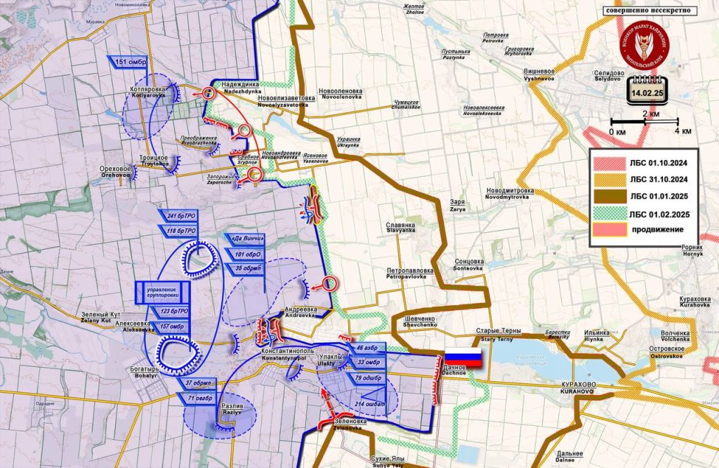 Фронт сдвигается в Днепропетровскую область, карта боевых действий