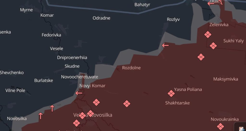 ВС РФ возобновили наступление на Великоновосёлковском направлении, карта боевых действий