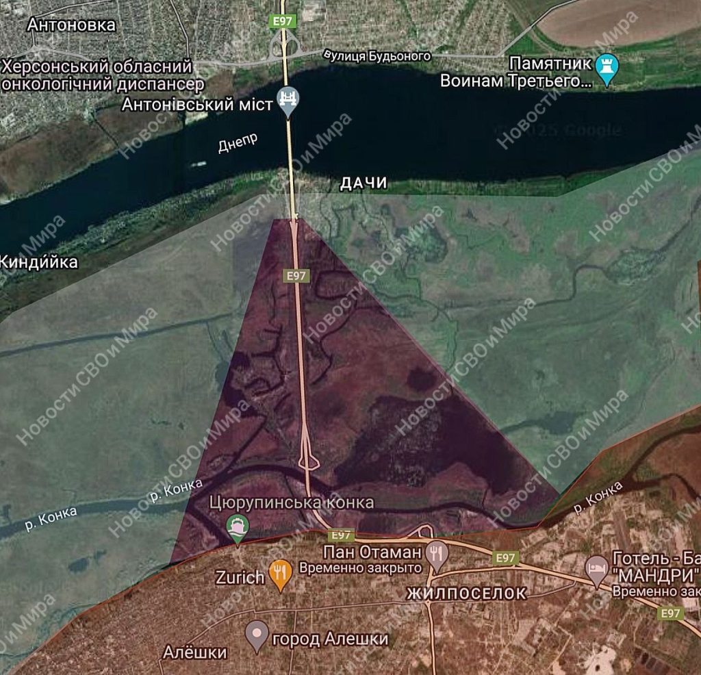 ВС РФ продвинулись у Антоновского моста в Алешках, карта боевых действий