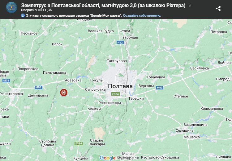 На Украине произошло землетрясение магнитудой 3,6 балла