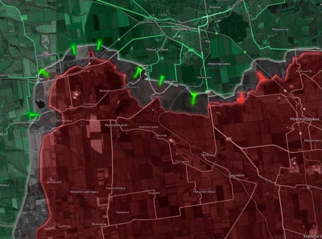 ВСУ наносят массированные удары по Покровску, карта боевых действий