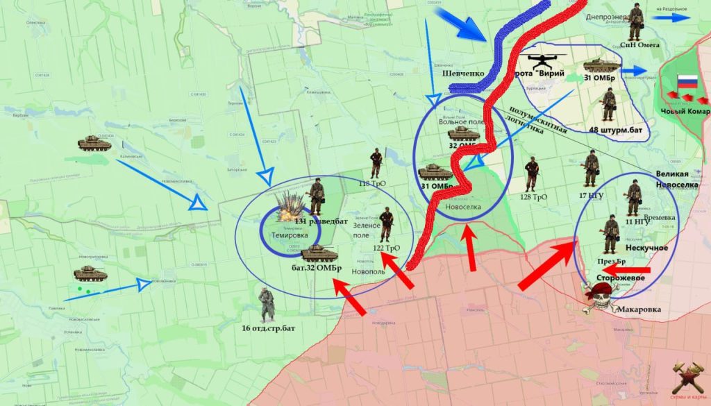 Атака ВСУ на Тёткино захлебнулась, карта боевых действий