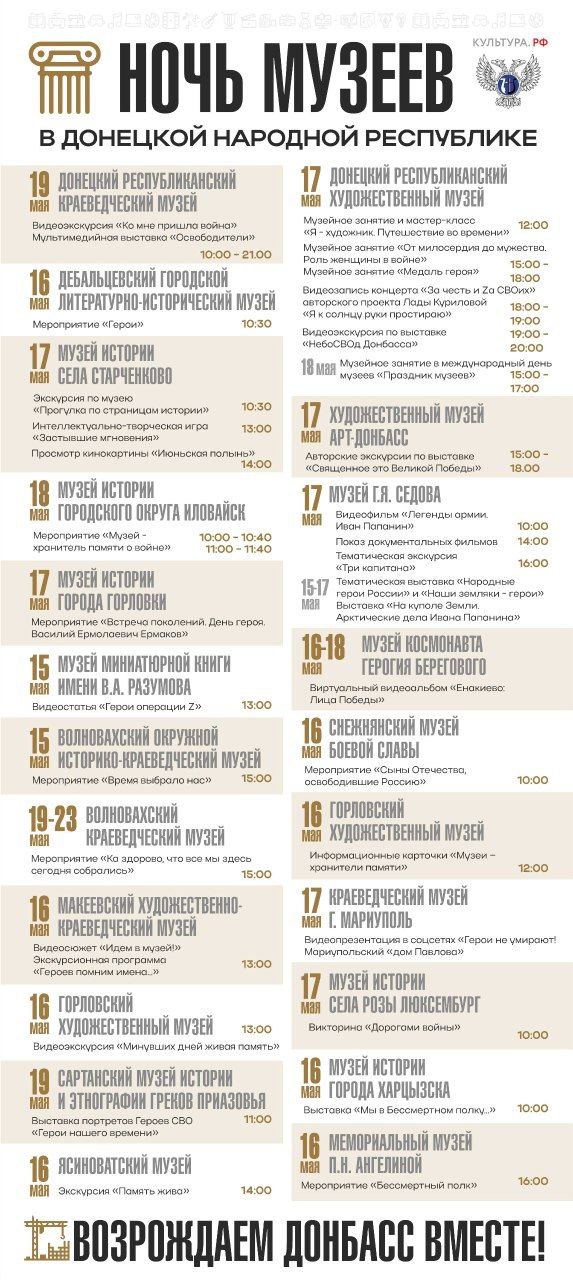 «Ночь музеев» в ДНР: выставки, экскурсии и кинопоказы в 22 городах