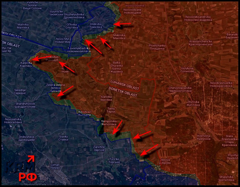 Попытки прорыва на Тёткинском направлении обернулись сокрушительными потерями для ВСУ: карта СВО на 16 июня