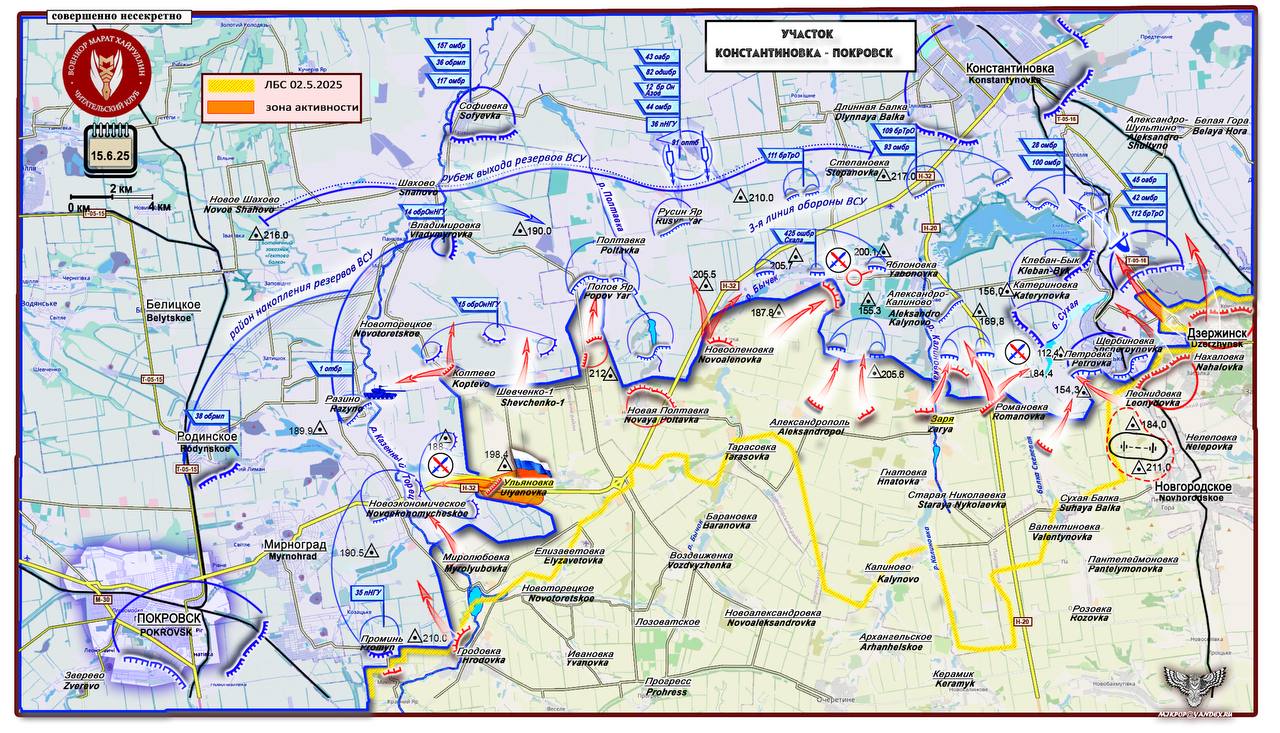 Попытки прорыва на Тёткинском направлении обернулись сокрушительными потерями для ВСУ: карта СВО на 16 июня