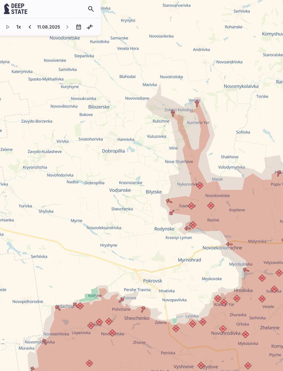 Российские войска прорываются к Доброполью, карта СВО на 12 августа