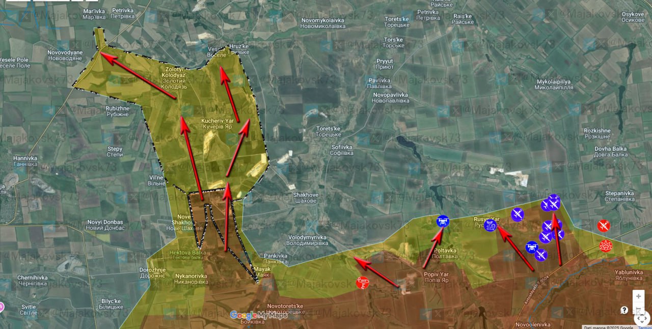 Российские войска прорываются к Доброполью, карта СВО на 12 августа
