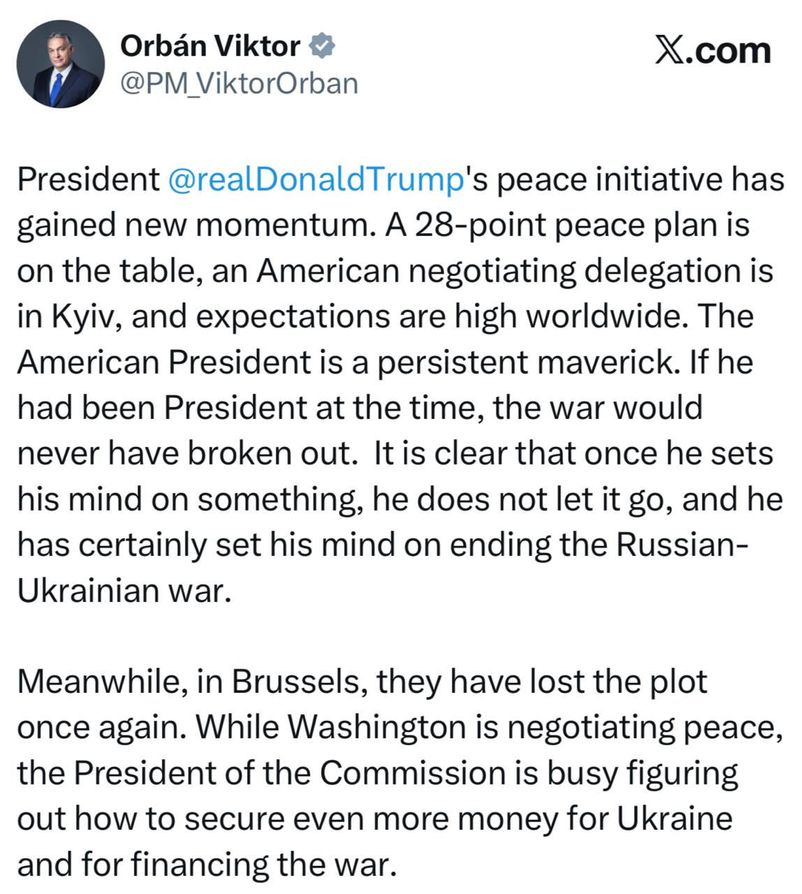 "Трамп не отступится": Венгрия ответила на план мира США и раскритиковала ЕС