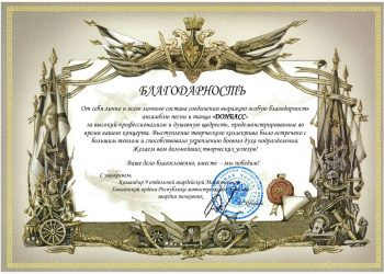 Ансамбль «Донбасс» получил благодарность за выступления для участников СВО