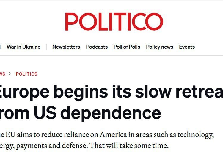 Politico: Евросоюз с опозданием учится отрезать американский шнур Politico: Евросоюз с опозданием учится отрезать американский шнур