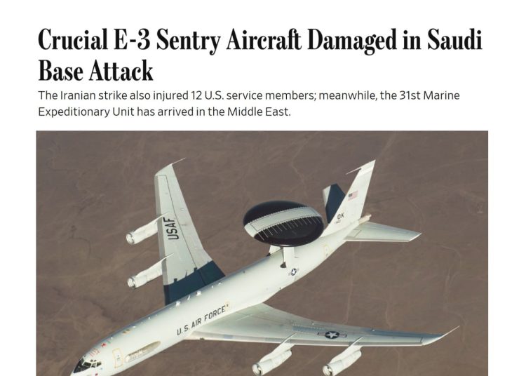 Огонь в Саудовской пустыне: иранская ракета вывела из строя ключевой самолет-разведчик США Огонь в Саудовской пустыне: иранская ракета вывела из строя ключевой самолет-разведчик США