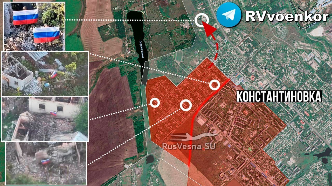Карта штурма Константиновки, зачистка районов города