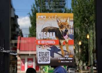 Добрые сердца в действии: волонтеры расклеили плакаты с собаками в Донецке Добрые сердца в действии: волонтеры расклеили плакаты с собаками в Донецке